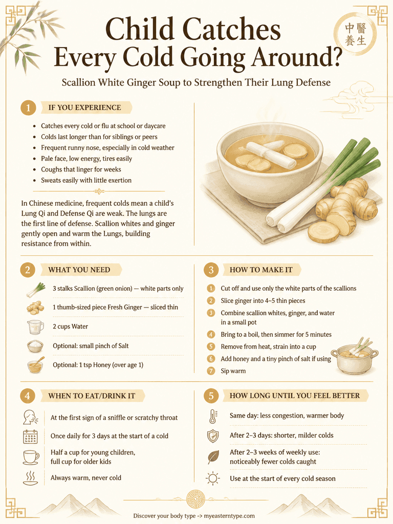 Chinese medicine for child frequent colds: astragalus chicken soup and Lung Qi supporting foods