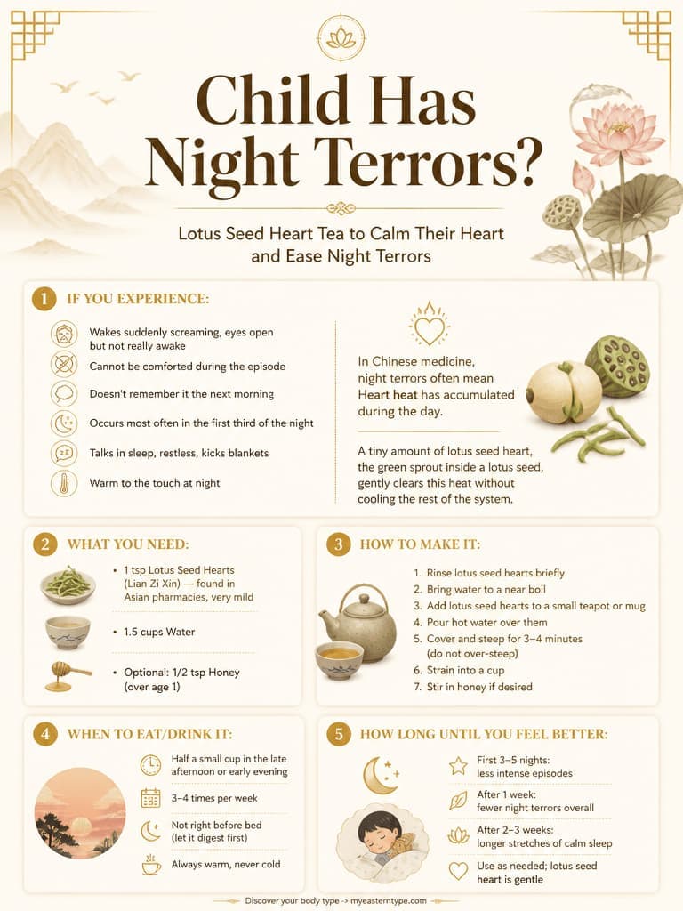 Chinese medicine for child night terrors - lotus heart and chrysanthemum cooling tea recipe card