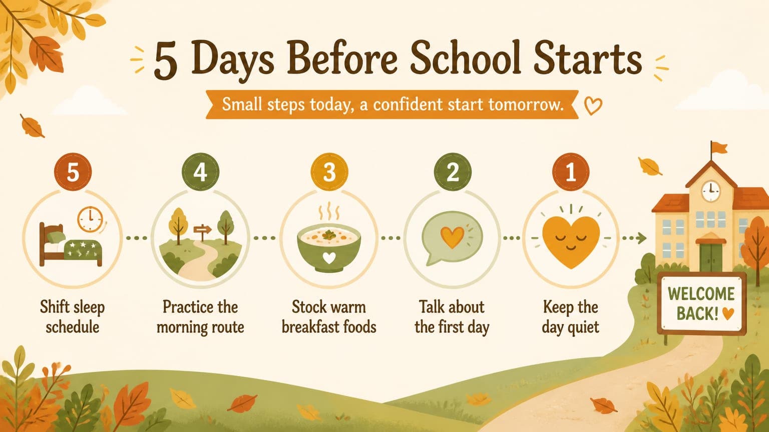 A visual timeline of the week before school starts with preparation tips