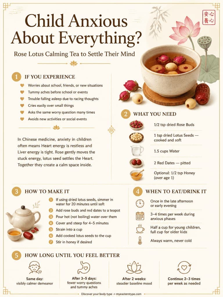 Chinese medicine for child anxiety - lotus seed and longan calming soup recipe card