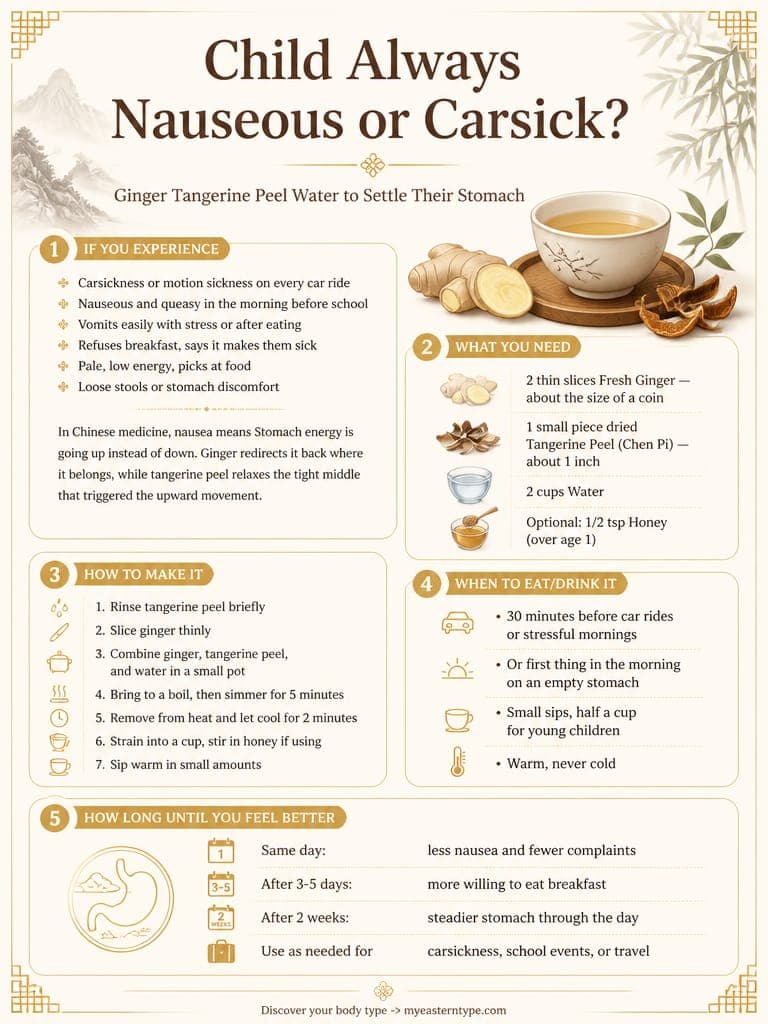 Chinese medicine for child nausea - ginger tangerine peel water recipe card