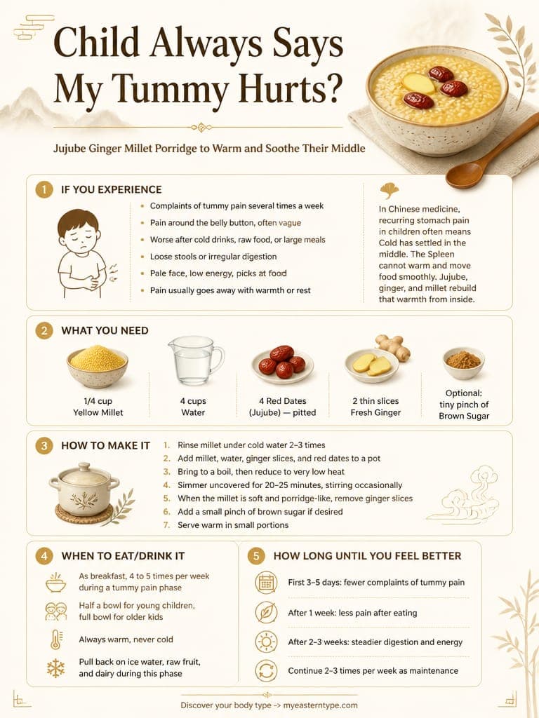 Chinese medicine for child stomach ache - jujube ginger millet porridge recipe card