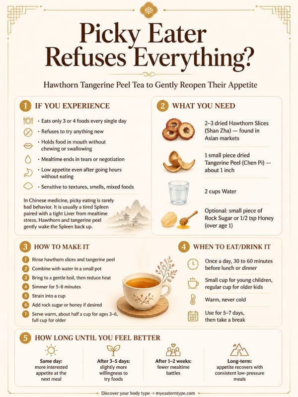 Chinese medicine for picky eating child — hawthorn tangerine peel tea recipe card